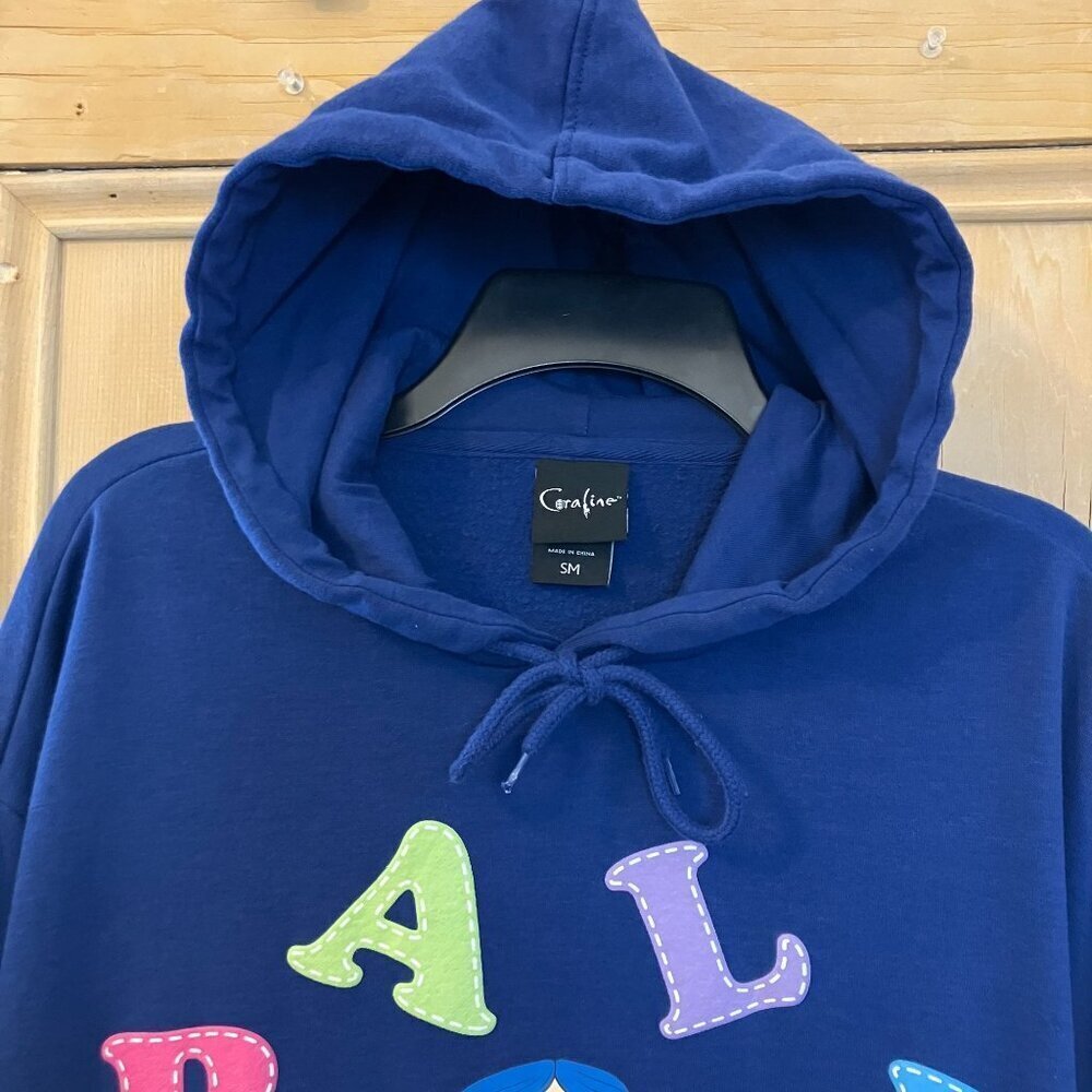 Coraline Jones Women SOLD OUT Box Lunch Letter Portrait Hoodie Small Blue AN EXC - Picture 5 of 12